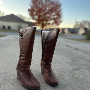 UGG Chestnut Leather Wedge Boots